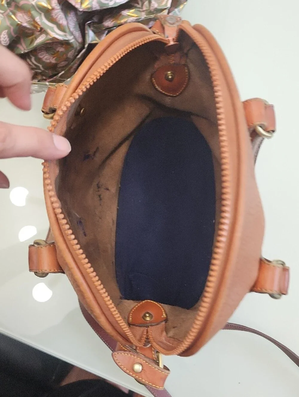 Dooney & Bourke  Chestnut Brown Pebbled Leather Satchel All Weather. No Tag